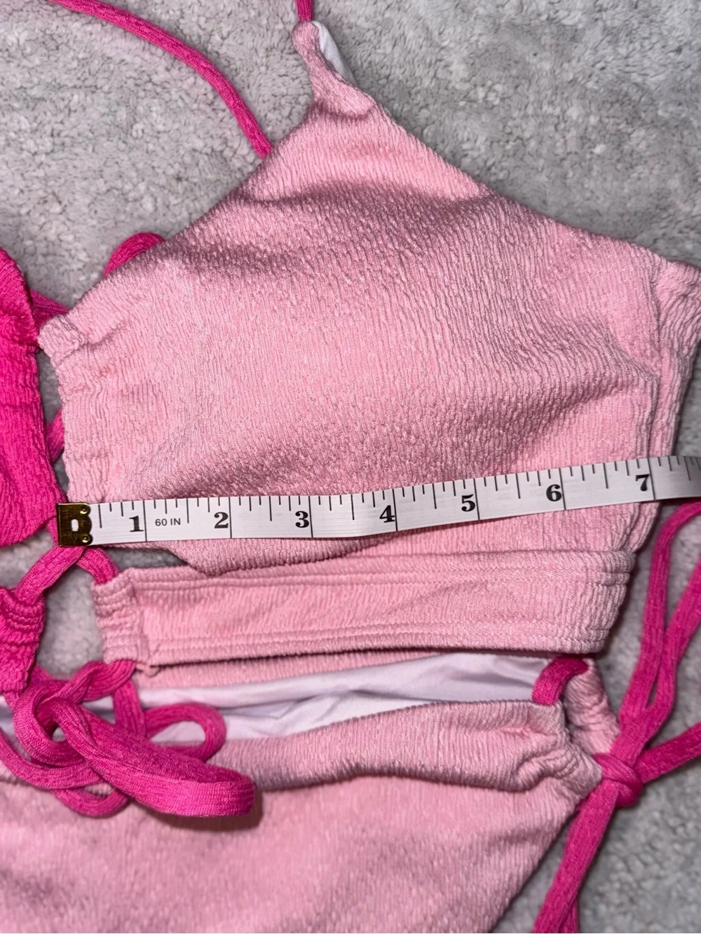 B2prity Two Tone Pink Bikini Set Textured Halter Tie Side Swimwear NWT